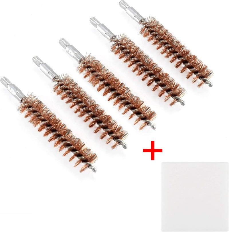 BOOSTEADY 5 Pcs Phosphor Bristle Bronze Bore Gun Cleaning Brush for Pistol Shotgun with 50 Professional Square Patches Multi-Caliber - Image 2